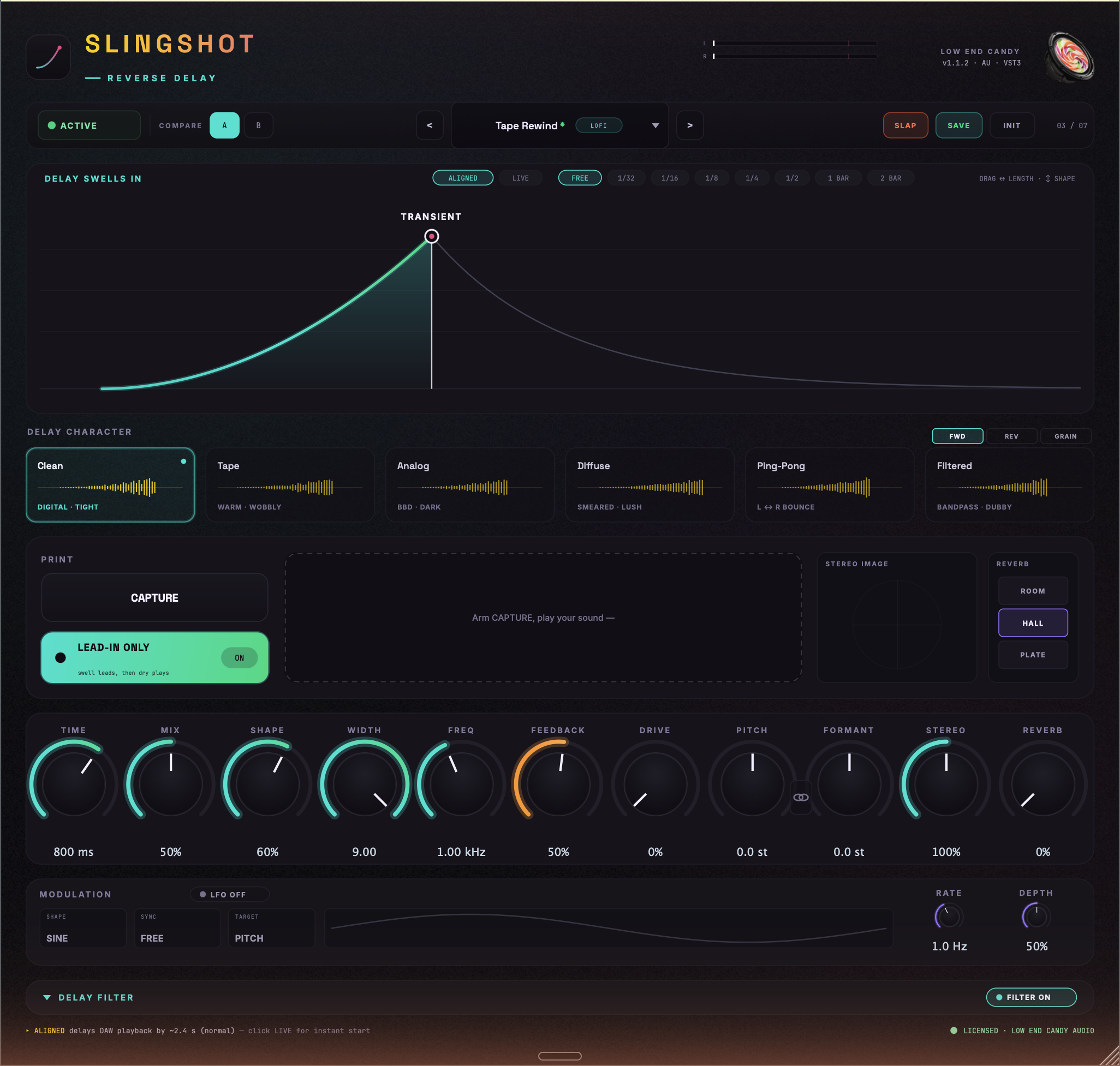 Slingshot reverse-delay plugin interface
